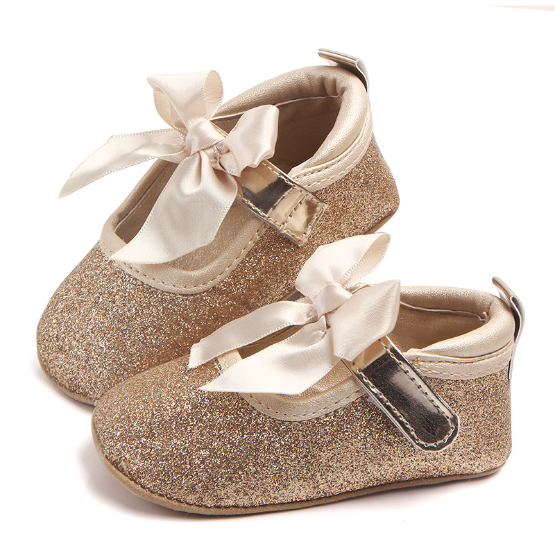 Shiny baby princess shoes baby shoes soft bottom non-slip shoes 0-1 years old spring and autumn