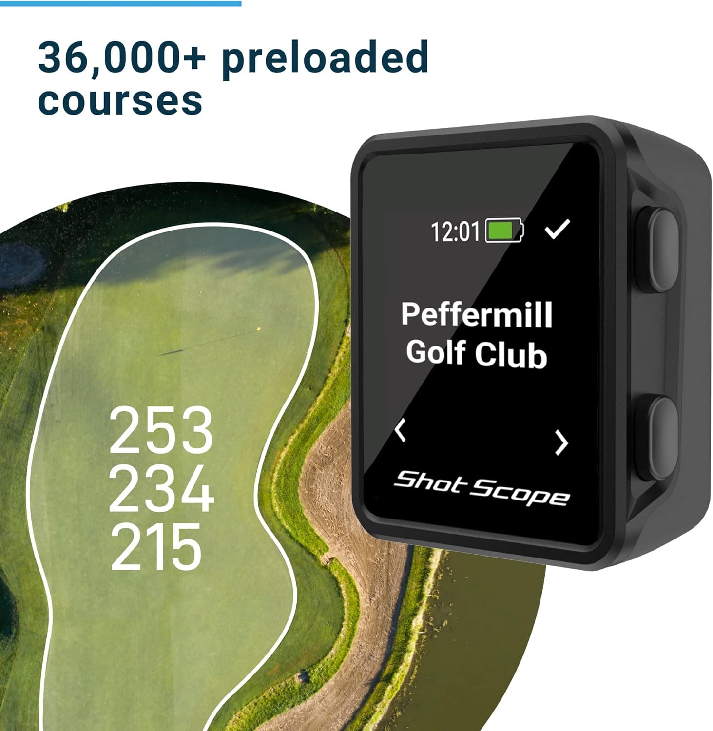 Shot Scope H4 GPS Handheld with Shot Tracking - F/M/B Green and Hazard Distances - 36,000+ pre-Loaded Courses - 100+ Statistics Including Strokes Gain