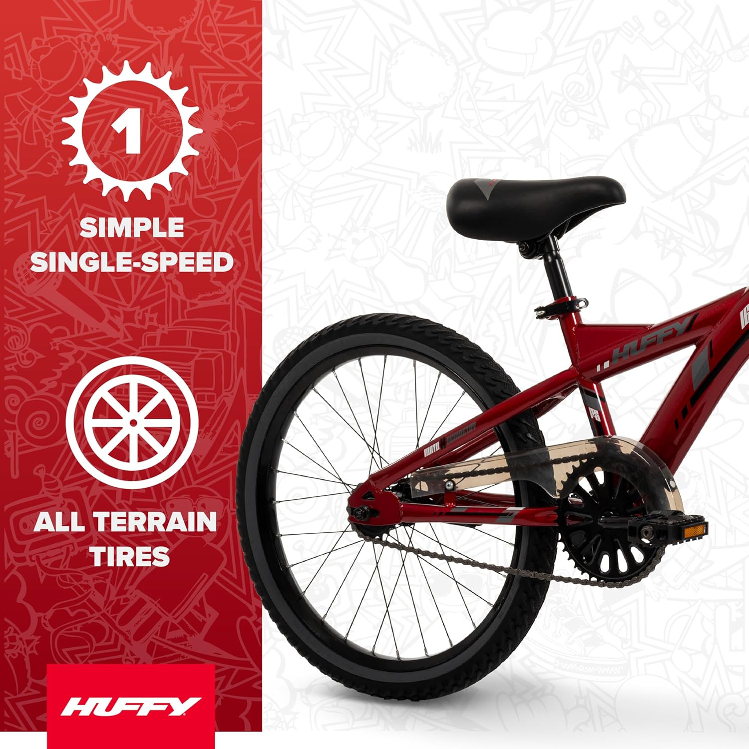 Huffy Boys and Girls 20" Bikes, Ideal for Ages 5+, Rugged and Durable Design, Easy to Assemble, Multiple Designs and Color Options Available, Beginner