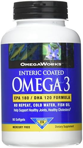 OmegaWorks Super Omega 3, EPA / DHA Fatty Acids, Healthy Joints, Enteric Coated 90 softgels, 90 servings