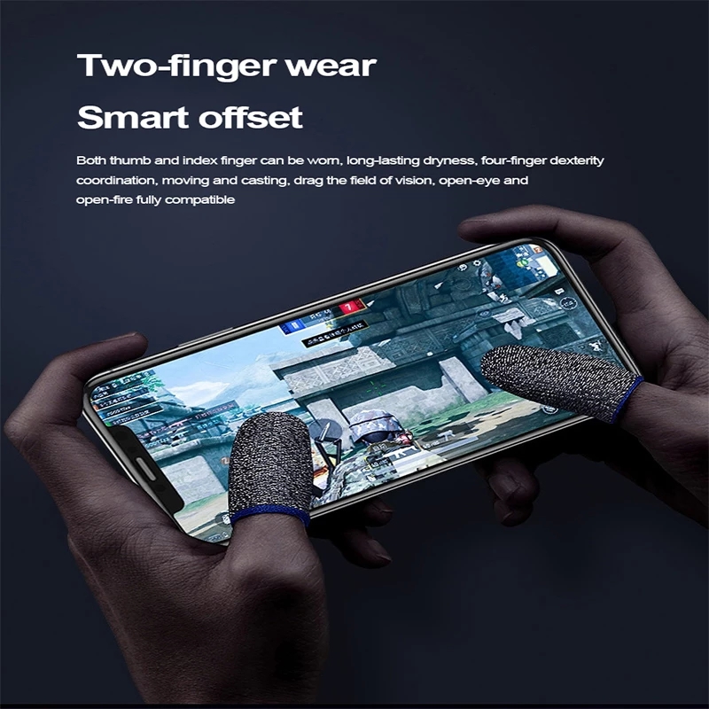 2pcs New Mobile Phone Gaming Sweat-Proof PUBG Finger Cover Fingertip Gloves Game Non-slip Touch Screen Thumb Fingertip Sleeves