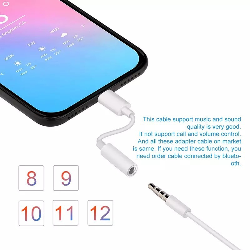 For iPhone 3.5mm AUX Cable Adapter For iPhone 13 12 Pro Adapter Headphone Connector Mini Audio Splitter for iOS 14 Above Adapter