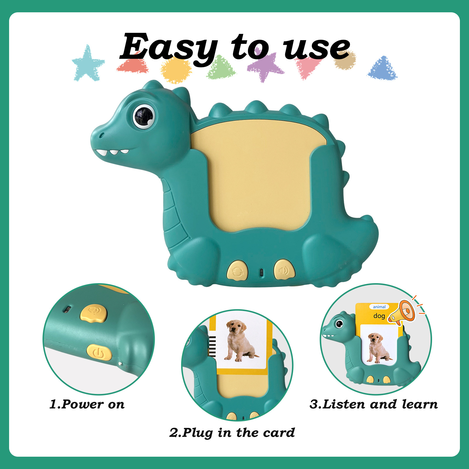 Early Education Toy Dinosaur Card insertion Machine, Children's Puzzle Learning Machine, Card Machine With 112 Cards