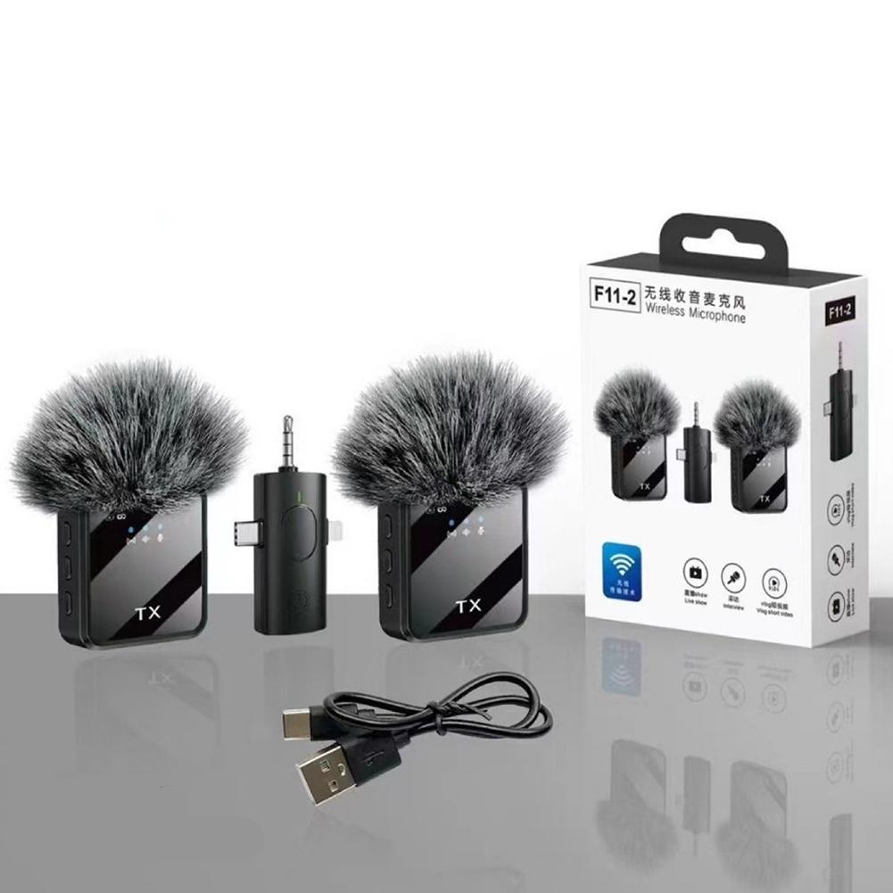 Wireless Lavalier Microphone For Apple Android Noise Cancelling Clip-On Mic Rechargeable Portable For Podcast
