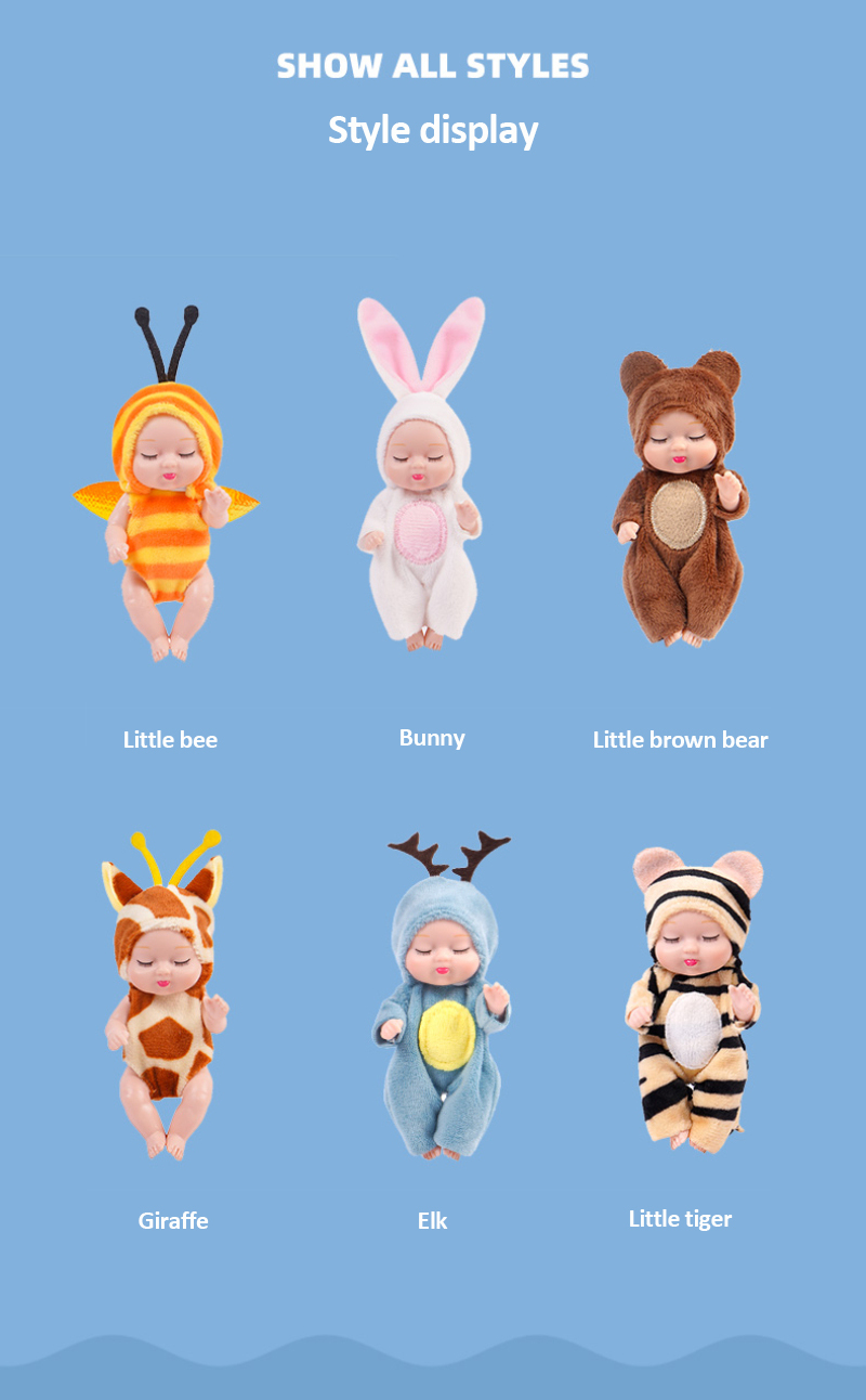 1pc Fashion 11cm Simulation Princess Dolls Toy Mini Cute Sleeping Baby Series Doll Cartoon Animal Toy For Kids Kawaii Dolls Gift