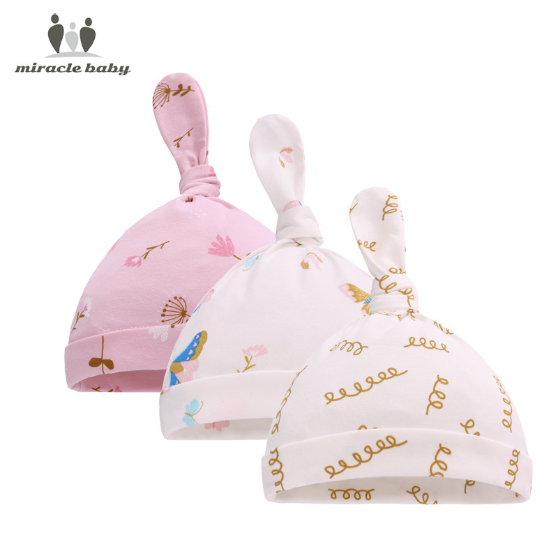 Newborn baby 0-1 year old fetal cap baby cap male and female baby pointed cap newborn hat 3pcs
