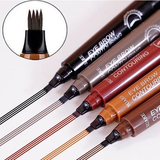 Eyebrow Pen Waterproof 4 Split Tip Eyebrows Pen Eyebrow Tattoo Pen Waterproof Liquid Black Eyebrow Makeup Pencil