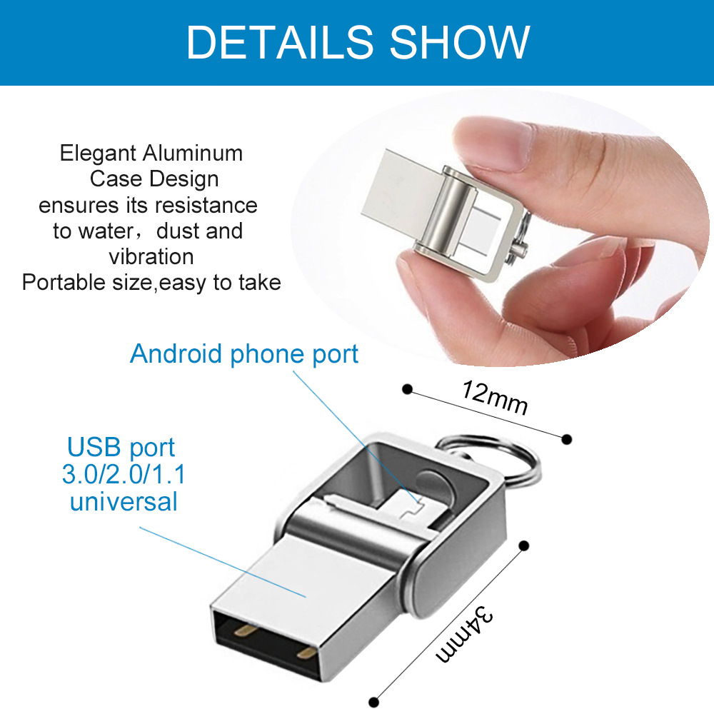 OTG 3IN1 Usb Flash Drives 32GB Pen Drive 64gb PenDrive 32GB Key usb Stick128GB memory Usb Flash Disk For micro-Type-C phone