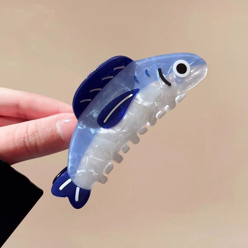 1Pcs Creative Ocean Sardine Hair Clip Cute Shark Texture Ponytail Holder Female Hair Ornament Clip