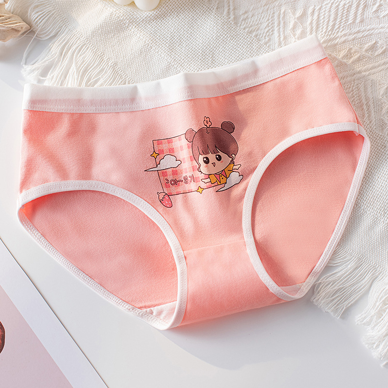 4PCS Cute Cotton Underwear Soft Antibacterial Summer Thin Breathable Children's Pants for Girls Aged 2+