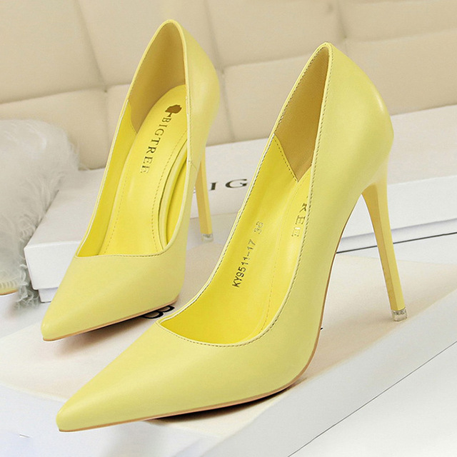 Fashion Women Heels 7.5cm Pu Leather Shoes Woman Pumps Sexy High Heels Pointed Party Shoes Female Stiletto Plus Size 43