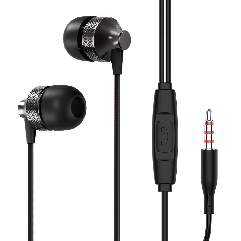New Metal In-Ear Headphones Subwoofer With Wheat Wire Control Mobile Phone Computer Universal Headset Spot