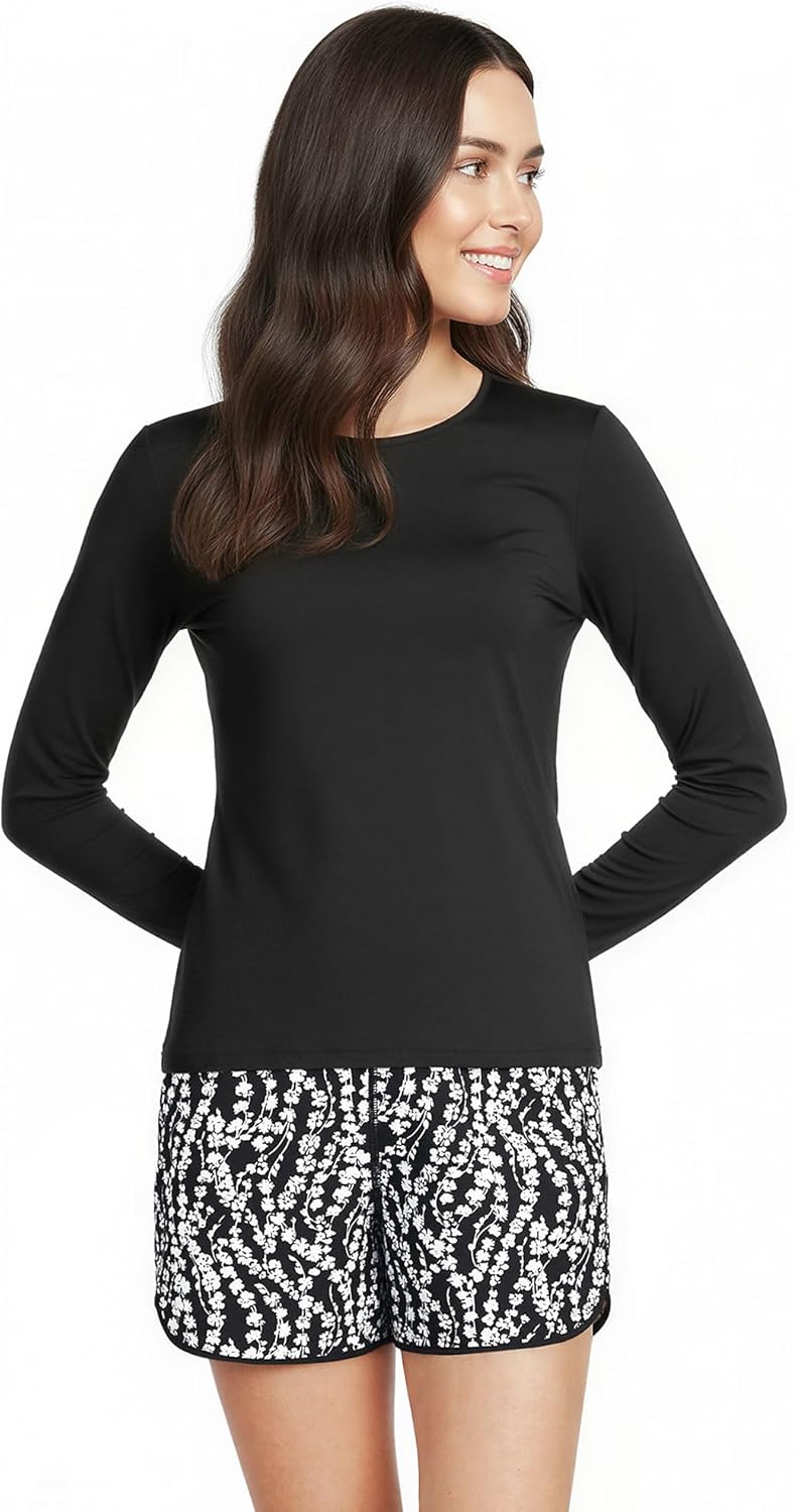 Lands' End Women's Sunshade UPF 50 Long Sleeve Rash Guard Swim Tee