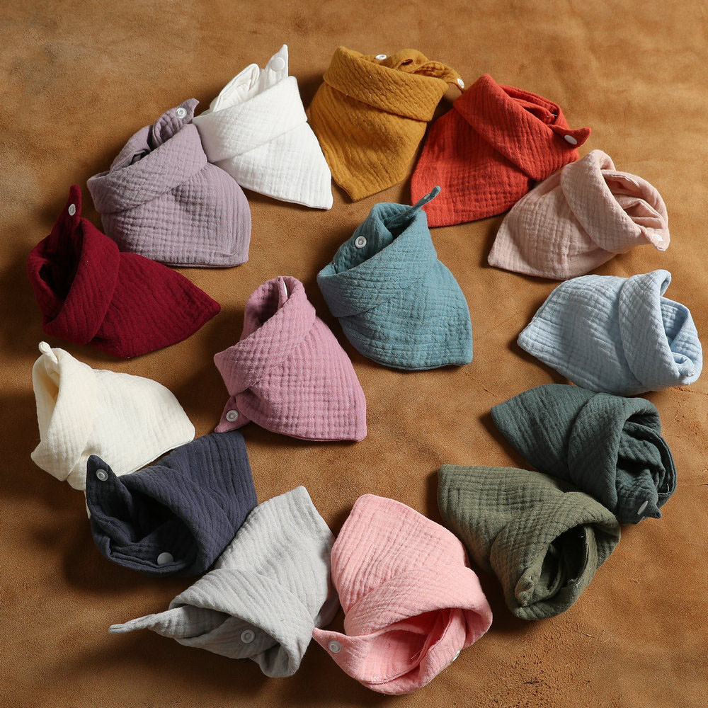 Baby Bibs Infant Cotton Bib Newborn Solid Color Triangle Scarf Feeding Saliva Towel Bandana Burp Cloth Boys Girls Shower Gift