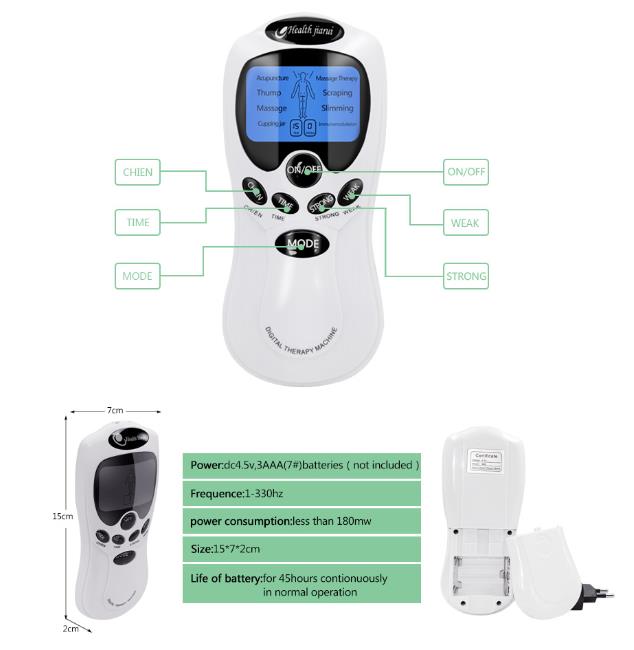 8 models EMS Electric herald Tens Acupuncture Body Massage Digital Therapy Machine Back Neck Muscle Stimulator