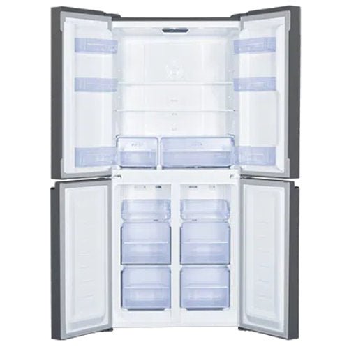 TCL 421L FRENCH 4 DOOR BLACK GLASS FRIDGE
