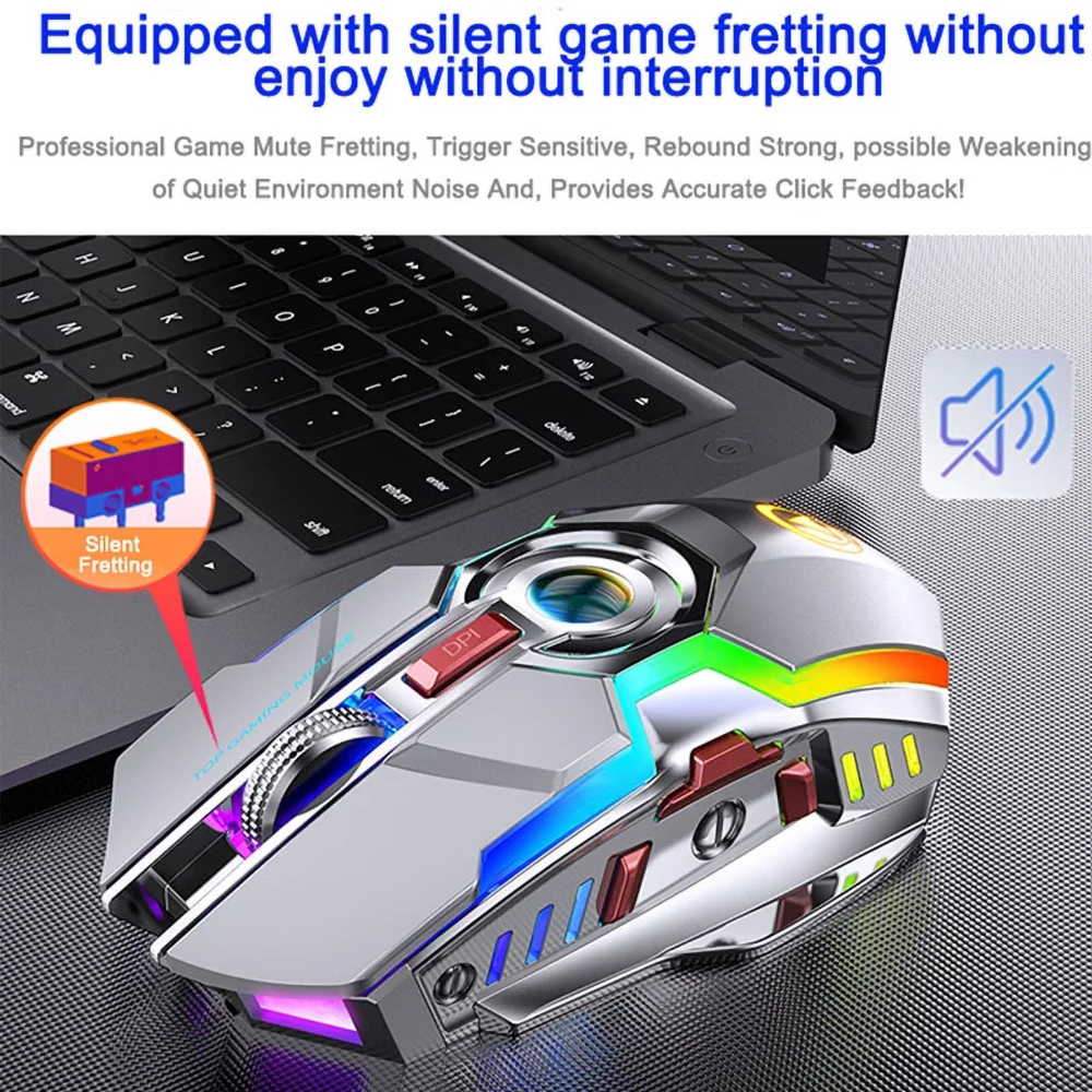 Wireless Mouse RGB Rechargeable Mouse Wireless Computer Silent Mause LED Backlit Ergonomic Gaming Mouse For Laptop PC