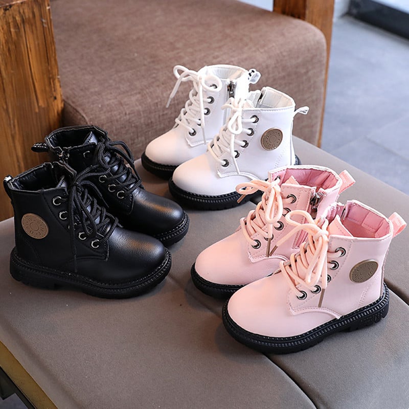 new children's shoes boots short leather boots British fashion children's casual Martin boots