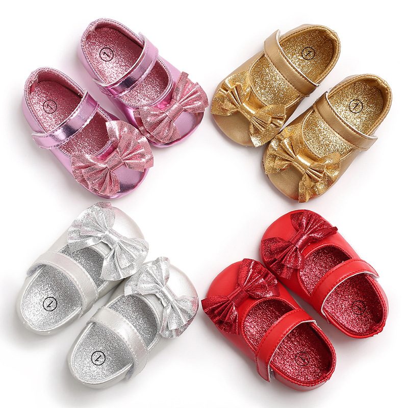 Cute Spring Newborn Golden Baby Shoes Non Slip Cloth Bottom Girl Shoes Elegant Breathable Casual Baby First Walking Shoes
