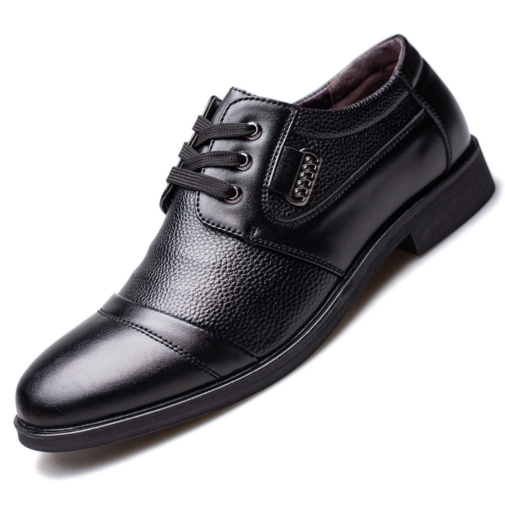 Men's casual leather shoes 38-48 large size lace-up lychee leather shoes men's soft shoes