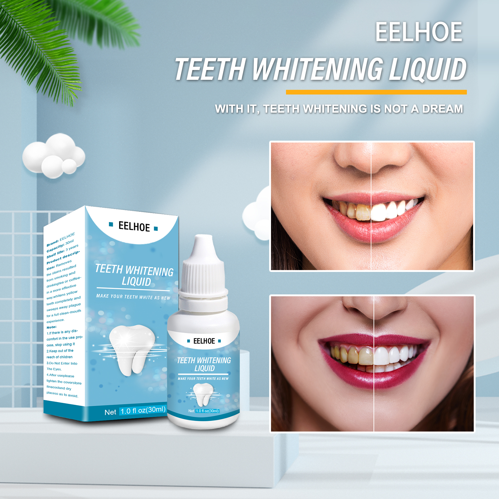 Teeth Whitening Essence Liqud Oral Hygiene Cleaning Whiten Tooth Serum Remove Oral Odor Plaque Stains Dental Bleach Care Tools