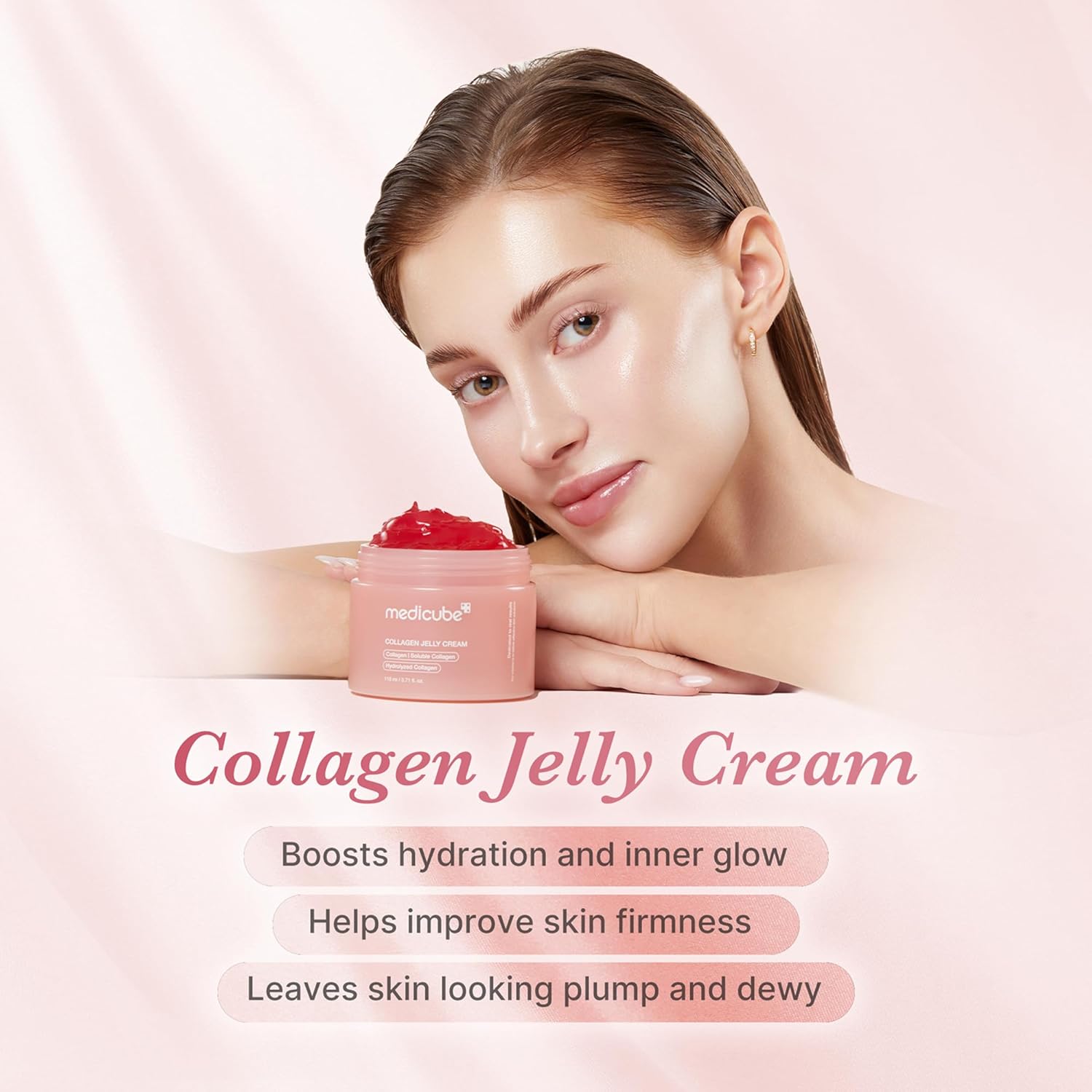 medicube Jelly Cream with Collagen, Niacinamide | Freeze-Dried Hydrolyzed Collagen for Skin Barrier Hydration & 24H Glow | Plumper, Firmer looking ski