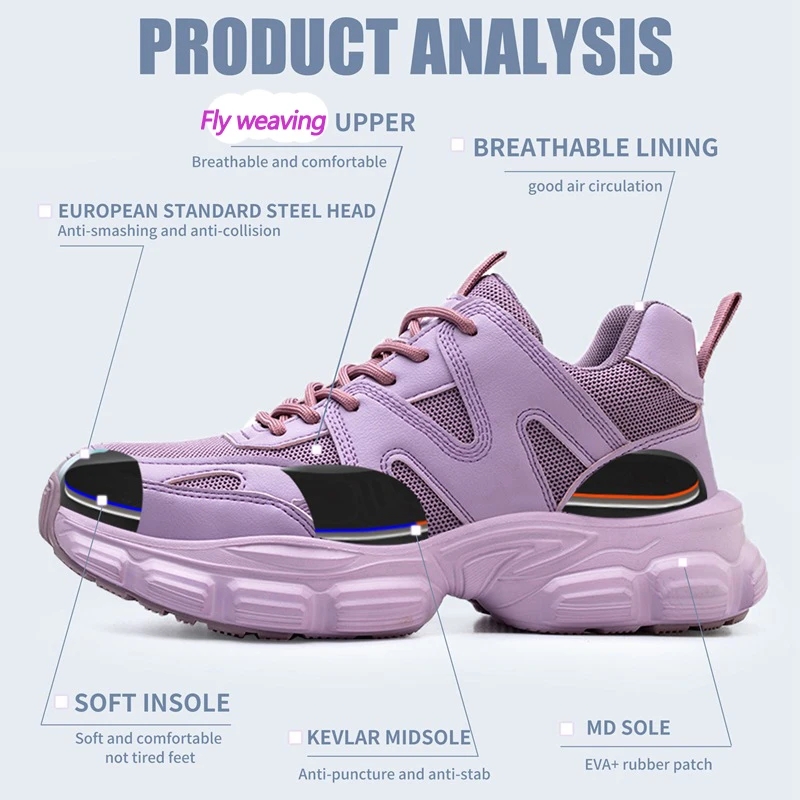 New Men Women Safety Shoes Anti-smash Anti-puncture Work Shoes Breathable Lightweight Work Sneakers Indestructible Shoes Boots