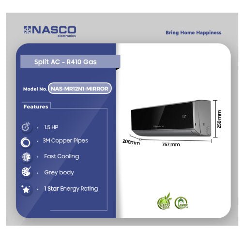 NASCO 1.5 HP R32 NAS-MR12N1-MIRROR AIR CONDITION