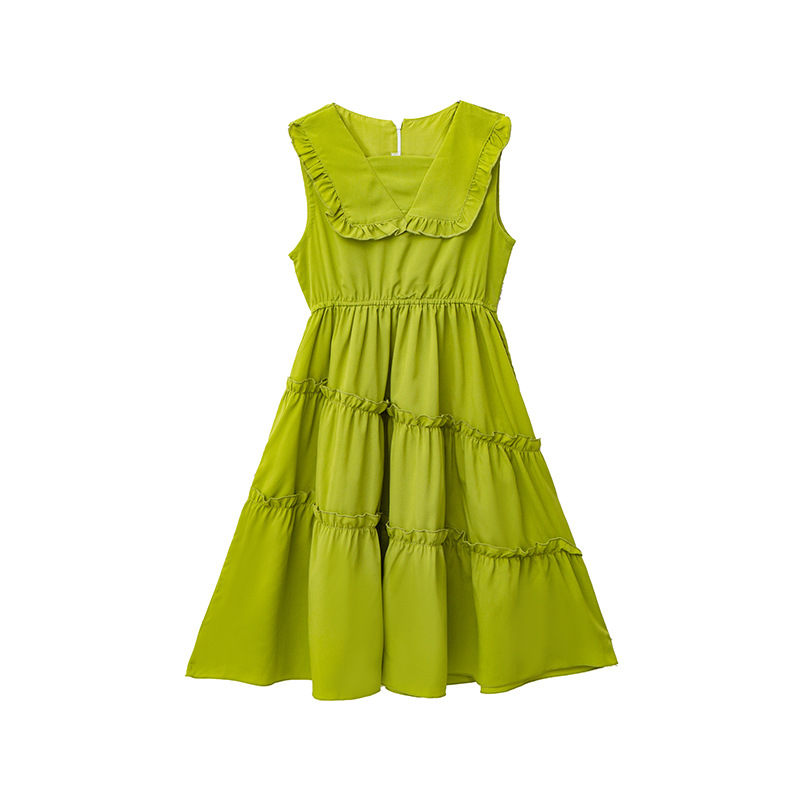 Children's and Girls' Summer Dress New Korean Version Fashionable Skirt: Big Children's Summer Over Knee Long Dress