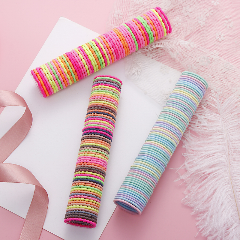 100PCS/ New Girls Cute Colorful Basic Elastic Hair Bands Tie Gum Scrunchie Ring Rubber Fashion Hair Accessories