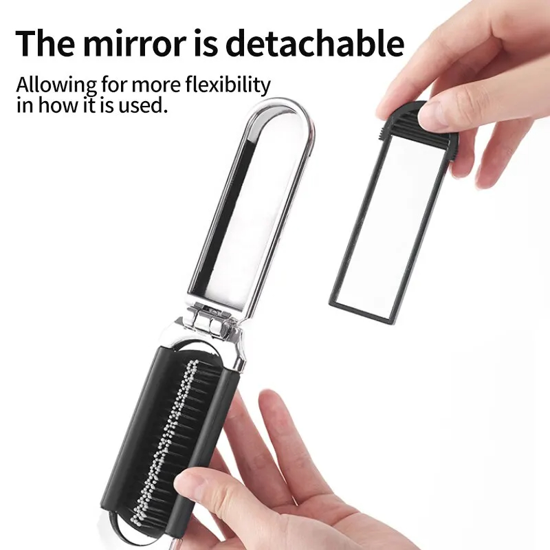 Electroplated Folding Airbag Comb Portable Portable Airbag Massage Comb Women's Special Removable Makeup Mirror 2-In-1 Comb