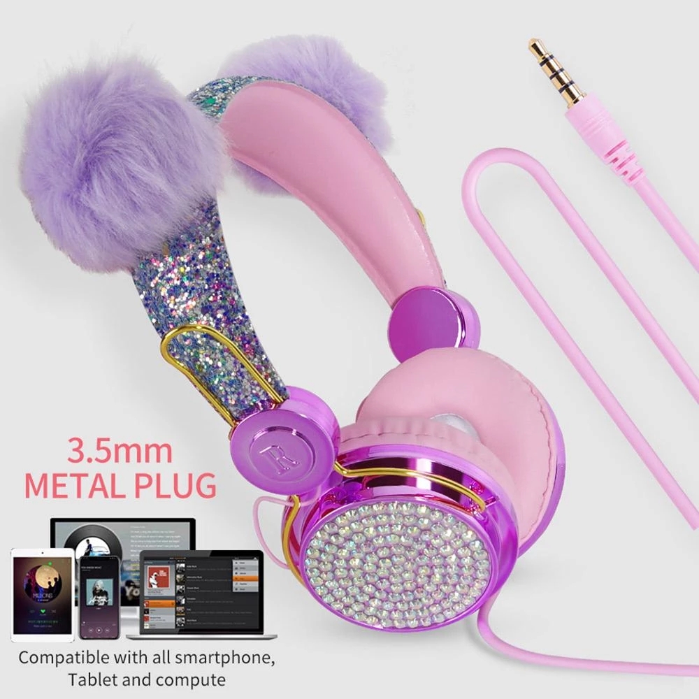 Cute Cartoon Unicorn Wired Headphones With Microphone Music Stereo Earphone Computer Mobile Phone Headset Kids Christmas Gift