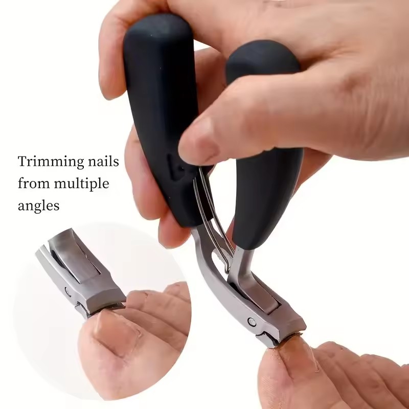 1PC Curved Head Nail Clippers With Large Opening Anti-splash Storage Nail Scissors For The Elderly Thick Toenails Heavy Duty