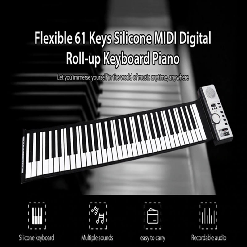 61-key hand-rolled piano with horn children's adult silicone electronic keyboard keyboard enlightenment piano