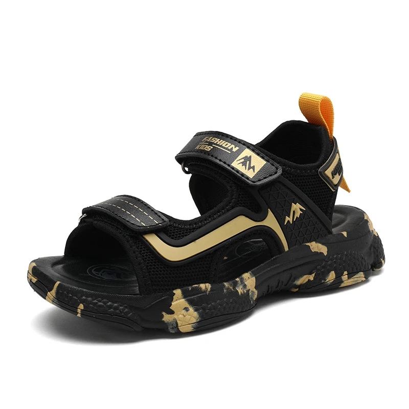 New Summer Beach Water Children Sandals Fashion Shoes Lightweight Non-slip Soft Bottom Shading Leather Boys Comfortable
