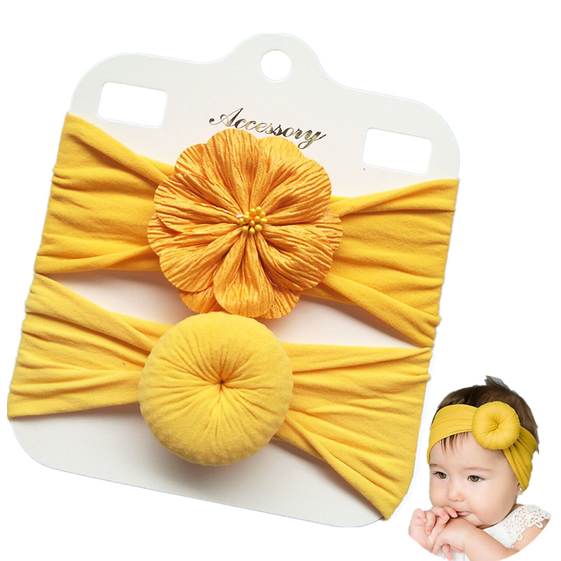 Children's hair accessories two-piece matching core flower baby hair accessories super soft nylon doughnut baby hair band