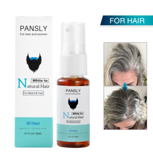 PANSLY Beard & Hair Restore To Natural Hair Color Spray for Unisex Herbal Cure White Gray Hair Treatment Tonic 20ml