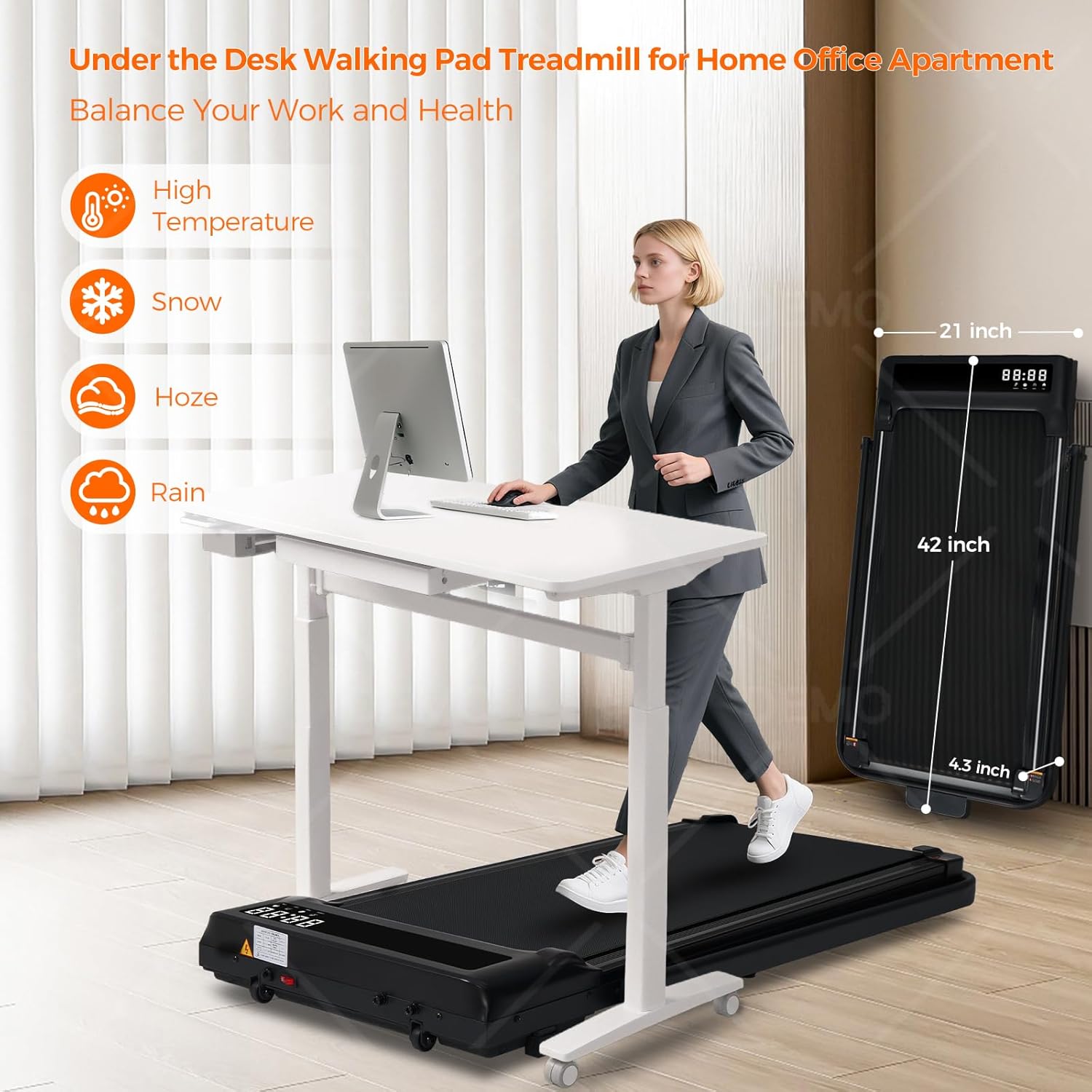 MCRG Walking Pad Treadmill with Incline, 2026 Upgrade Portable Walking pad Treadmill with Handle Bar, 0.6-7.6MPH Small Treadmills Walking Pad for Home