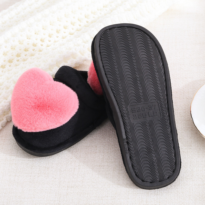 Slippers Women Winter Heart Shoes Woman Slides Plush Home Slippers Ladies Indoor House Shoes Winter Warm Fur Slippers