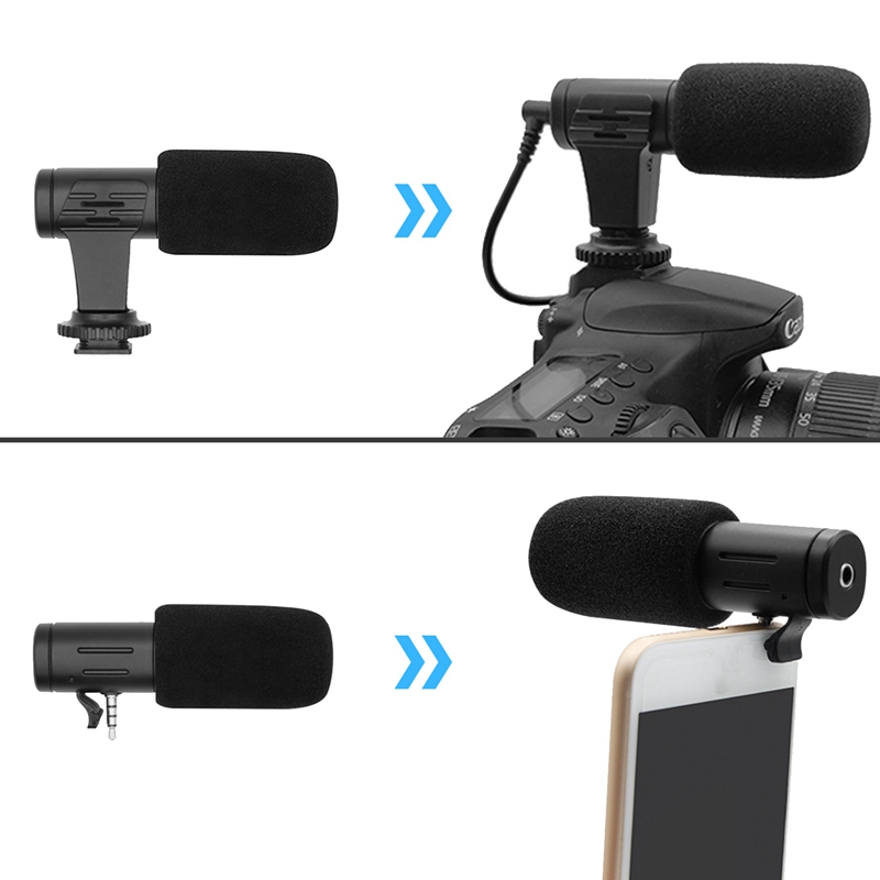 On-Camera Mini Condenser Record Interview Vlog Mic For Phone DSLR Camera 3.5Mm Microphone
