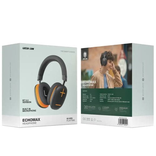 GREEN LION ECHO MAX HEADPHONE BLACK & ORANGE