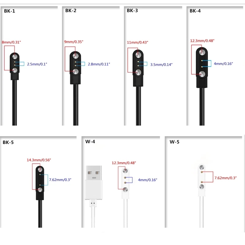 Universal smartwatch 2P4P5P contact magnetic suction charging wire 2-pin juice cup W26 Amadin data cable