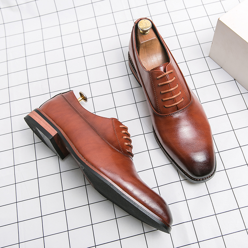 Men Fashion Oxford Shoes Party lace-up Wedding Shoes Classic Business Formal Pointed Leather Shoes Man Boss Social Office Shoes