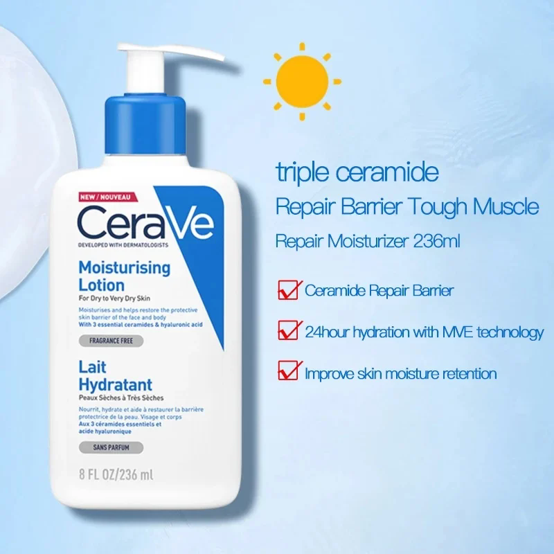 CeraVe Moisturizing Lotion for Dry Skin Body & Facial Moisturizer with Hyaluronic Acid and Ceramides Daily Body Cream Products