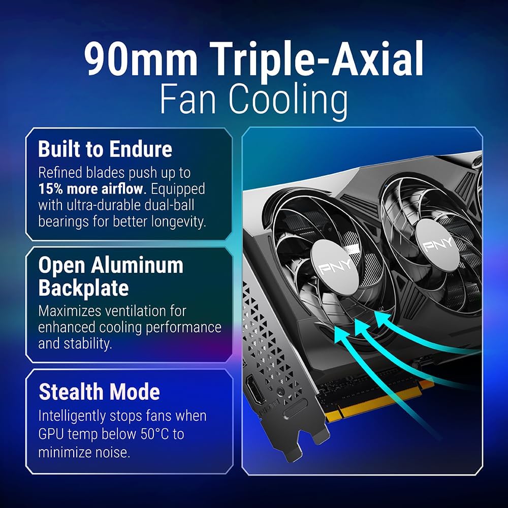 PNY NVIDIA GeForce RTX™ 5070 OC Triple Fan, Graphics Card (12GB GDDR7, 192-bit, Boost Speed: 2587 MHz, SFF-Ready, PCIe® 5.0, HDMI®/DP 2.1, 2.4-Slot, B