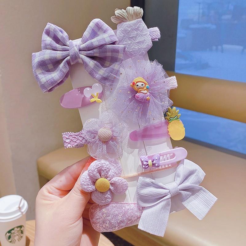 10-Piece Set] Children's Rubber Band Elastic Good Flower Baby Hair Ring Little Girl Mesh Bow Head Rope