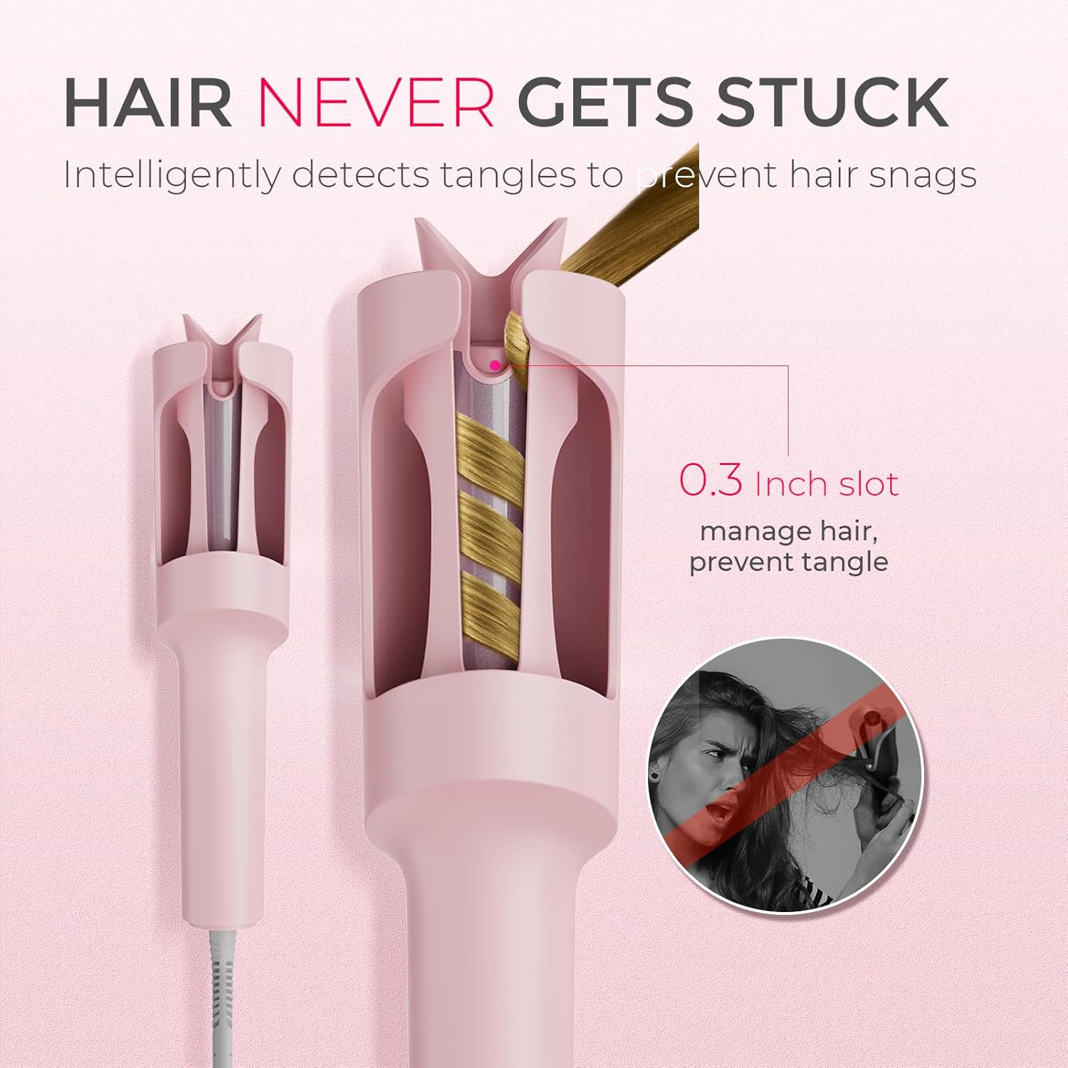 TYMO Automatic Rotating Curling Iron - TYMO CURLPRO Beach Waves Curling Wand, Portable Hair Curler, 500 Million Ionic, Dual Voltage & Lightweight for