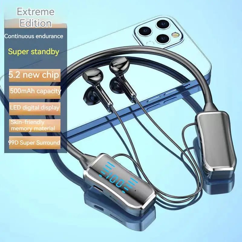 TWS Bluetooth Earphones LED Display HiFi Sounds Earbuds Wireless Headphone Magnetic Sport Neckband Neck-hanging Headset with Mic