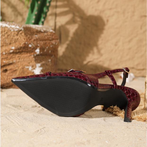 1Pair Sharp pointed shallow mouth slim high-heeled sandals, fashionable and simple toe cap cross strap women's single shoes
