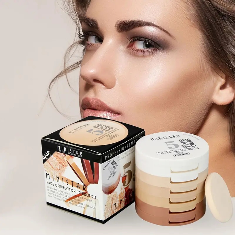 5 In 1 Makeup Face Concealer Pressed Powder Contour Shading Concealer